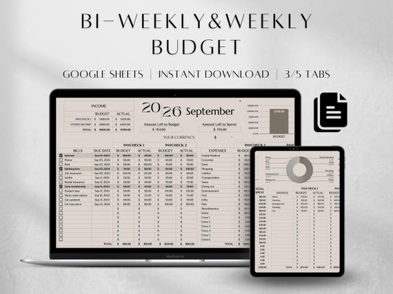 Budget Planner | Biweekly Budget Template Google Sheets | Monthly Expense Bill Income | Debt Savings Tracker Spreadsheet, Budget Binder 