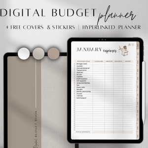 GoodNotes Budget Planner | Digital Income & Expense Tracker | Notability Planner | Hyperlinked Monthly Planner Pages | iPad Saving Planner