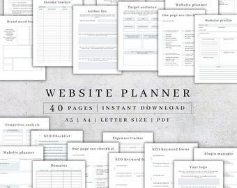 Printable Website Planner | Online Business Website Guide | Small Business Tools | Website Launch Plan | Digital Branding Planner A5, A4 PDF