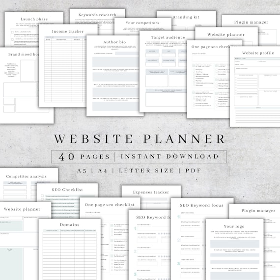 Website Planner Printable | Online Business, Branding (A4/A5/Letter PDF Download)