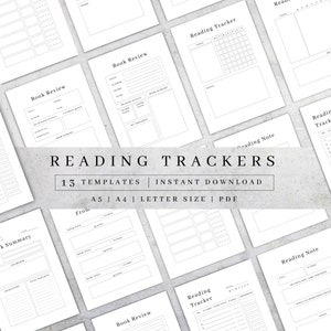 Afdrukbaar boekleesdagboek| PDF-bulletjournaal | Leeslogboek | Digitale leestracker | Leesuitdagingsboek | Leesplanner A5, A4