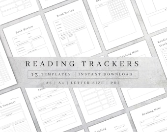 Reading Journal Printable | Book Tracker, Review Log (A5, A4, Letter PDF)