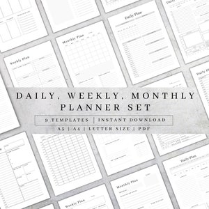 Daily Planner | Weekly Planner | Monthly Planner | Productivity Planner | Planner Bundle 2024 | Instant Download Printable Planners | A5, A4