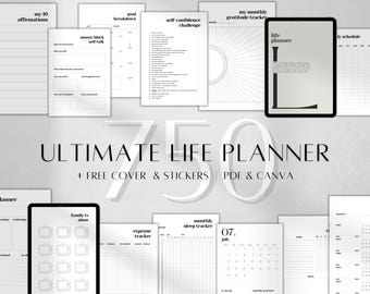 究極のライフプランナーバンドル | ADHD生産性ウェルネス目標習慣予算トラッカーPDF A4 A5