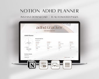 Notion ADHD Planner , Productivity & Habit Tracker (Digital Download)