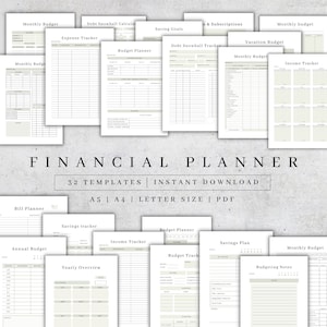 Financial Planner| Printable Budget Planner| Finance Savings Tracker Binder| Monthly Debt| Bill Tracker| Expenses Tracker Pdf A5, A4, Letter
