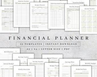 Financial Planner| Printable Budget Planner| Finance Savings Tracker Binder| Monthly Debt| Bill Tracker| Expenses Tracker Pdf A5, A4, Letter