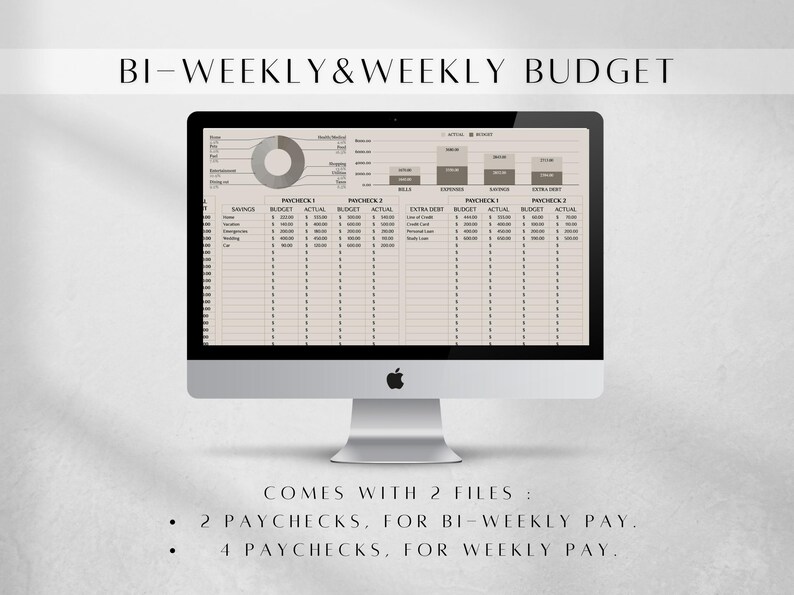 Budget Planner | Biweekly Budget Template Google Sheets | Monthly Expense Bill Income | Debt Savings Tracker Spreadsheet, Budget Binder image 5