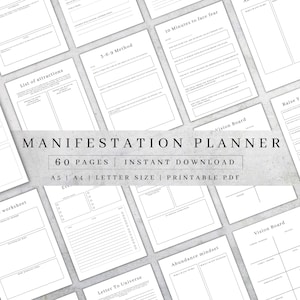 Digital Manifestation Journal | Dream Journal PDF | Printable Self-Care Worksheet | Daily Gratitude Planner | Vision Board | Mindfulness A4