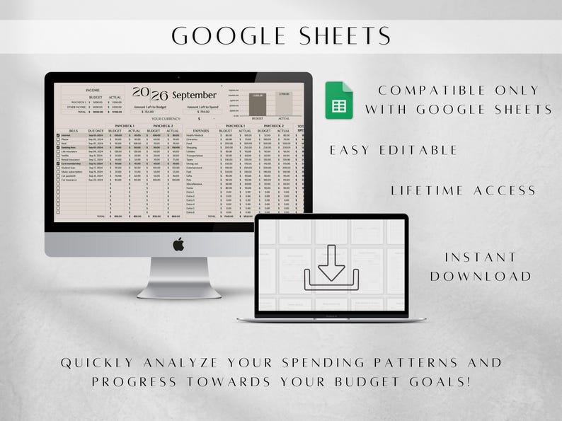 Budget Planner | Biweekly Budget Template Google Sheets | Monthly Expense Bill Income | Debt Savings Tracker Spreadsheet, Budget Binder image 7