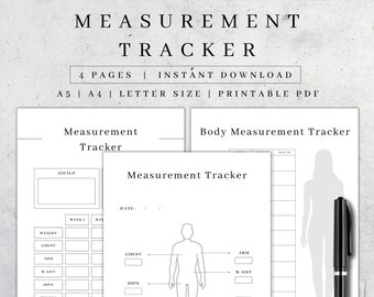 Body Measurement Tracker Printable | Weight Loss Progress, A4 A5 (PDF Download)