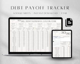 Budgetplaner | Schuldenrückzahlungs-Tracker | Google Tabellen-Rechner, Vorlage für die Schulden-Schneeballmethode (digitaler Download), Budgetordner