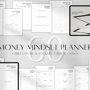 Digitales Geld Mindset Journal | Canva Bearbeitbare Seiten für die finanzielle Freiheit | Personalentwicklungs-Planer | Buchhaltungsplaner | Monatlicher Budget Tracker
