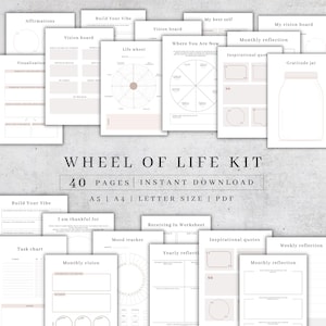 Printable Wheel of Life Kit | Digital Wheel of Life Plan | 2025 Goals Planner | Life Balance Wheel | Life circle PDF | Vision Board A5, A4