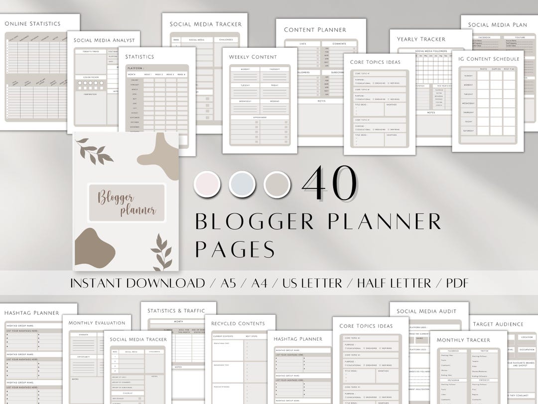 Blogger Planner Printable | Digital Social Media Tracker 2025 | Website ...