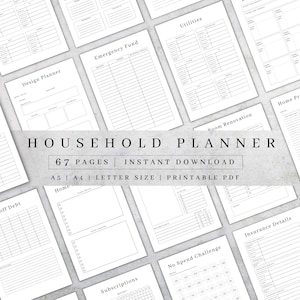 Planejador doméstico para impressão | Planejador de limpeza digital | Pacote organizador de vida | Quadro de tarefas familiares | Planejador de gerenciamento doméstico em PDF A5/A4