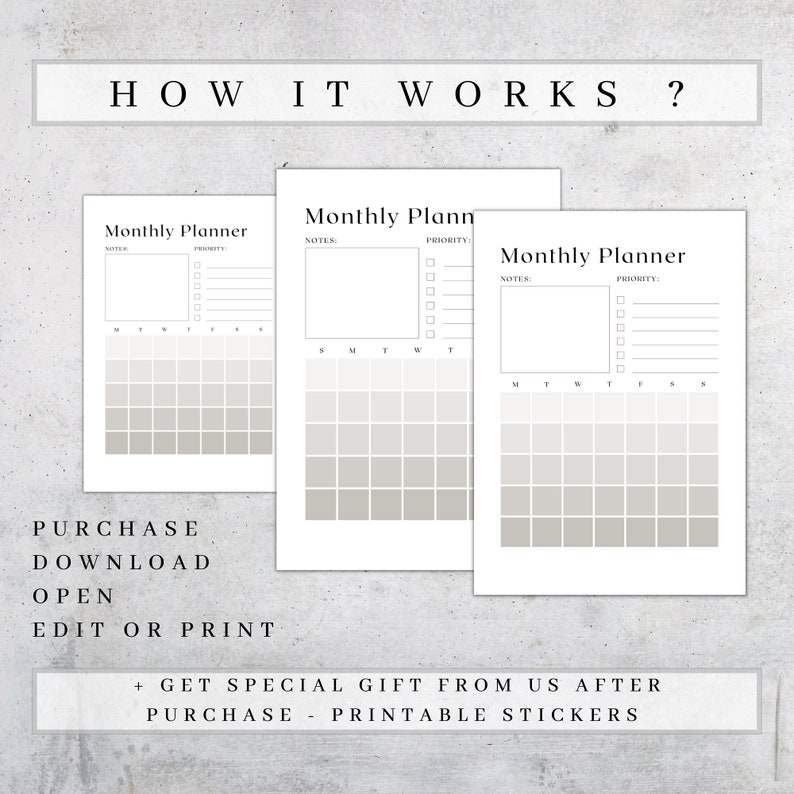 Undated Monthly Planner Printable | A4 A5 Letter Size (PDF Download - Etsy