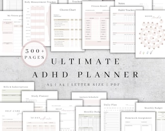 ADHD Planner Printable Pdf for Adults | Ultimate Productivity Organizer A4/ A5/ US Letter