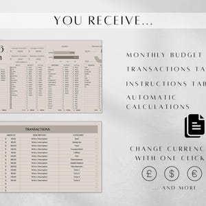 Minimalist Monthly Budget Spreadsheet , Google Sheets Finance Planner Digital Download image 4