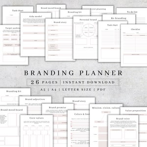 Branding Planner Binder | Personal Business Organizer Printable | Online Business PDF | Brand Strategy | Business Sheets | Etsy Plan A5 A4