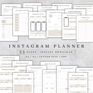 Instagram Planner Digital | Business Marketing | Social Media Plan | Marketing Planner | Content Planner PDF | Printable Instagram Tracker