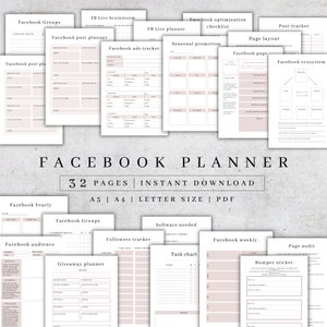 Digital Facebook Planner | Social Media Planner | Facebook Marketing Template | Facebook Ads Planner | Instant Download | Content Planner A4