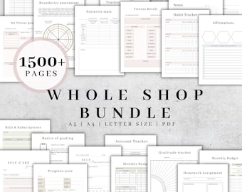 Ultimate Life Organizer Bundle | WHOLE SHOP Printable Planners | Printable Digital Download Planner | Printable Pdf Tracker Page A5/A4 PDF