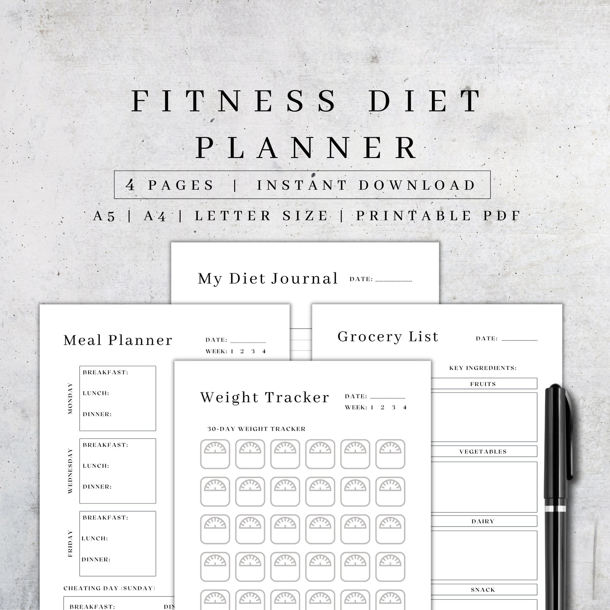 Minceur A Imprimer Jeûne Intermittent Menu Pdf Diet planner - Etsy France