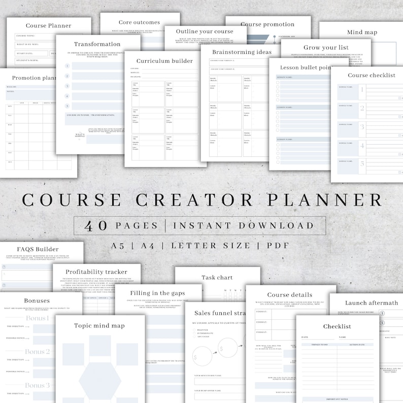 Printable Online Course Planner Course Creator Planner Etsy