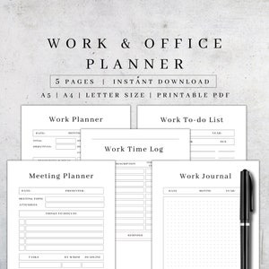Office Organizer | Work Planner Printable | Office Task Tracker | Office Prints | Work Schedule| Project Checklist| Journal To Do List A5 A4