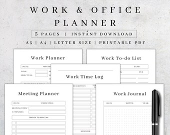 Office Organizer | Work Planner Printable | Office Task Tracker | Office Prints | Work Schedule| Project Checklist| Journal To Do List A5 A4