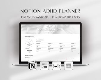 Notion Template Planner, Task & Habit Tracker White Design