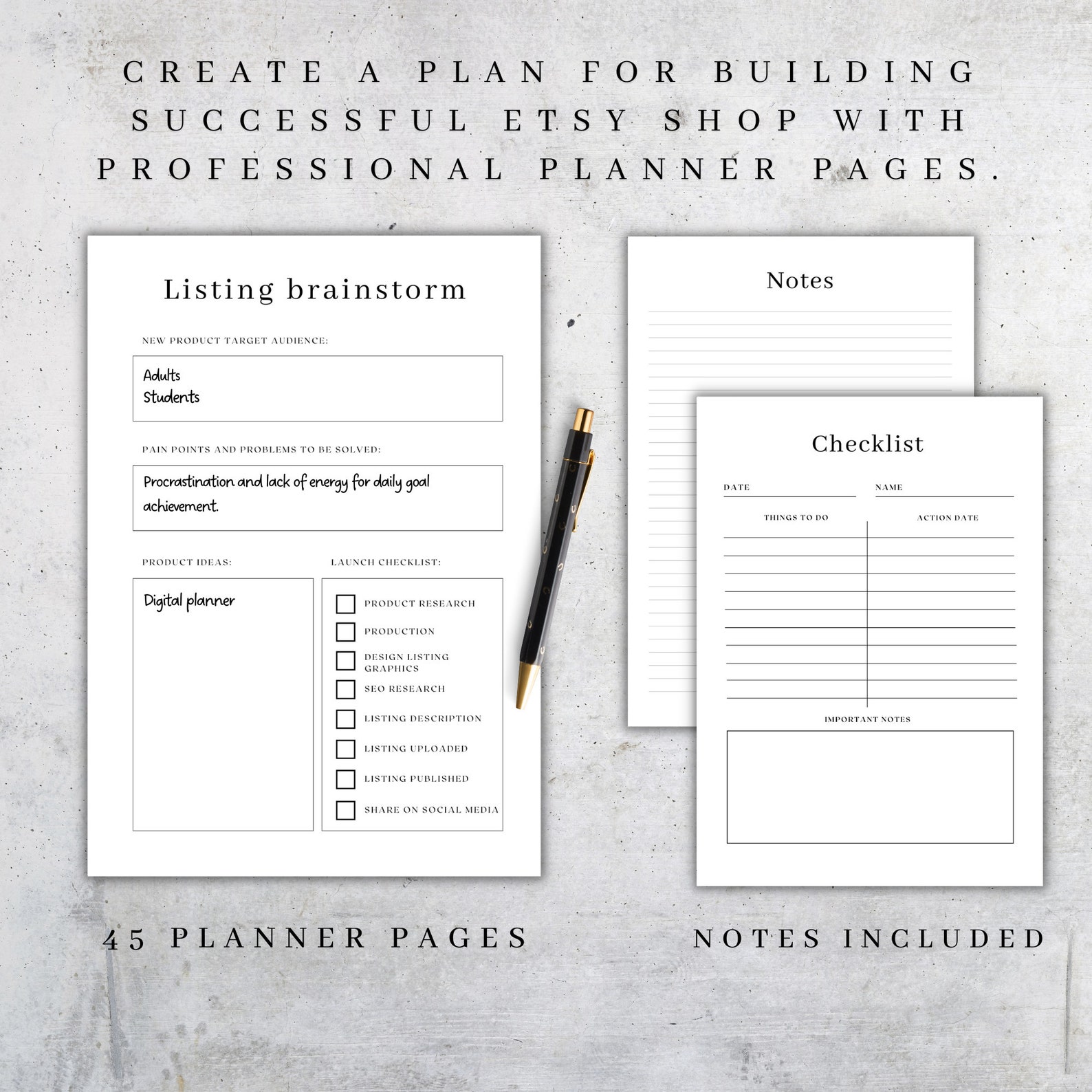 Printable Etsy Seller Planner Etsy Shop Business Plan Small