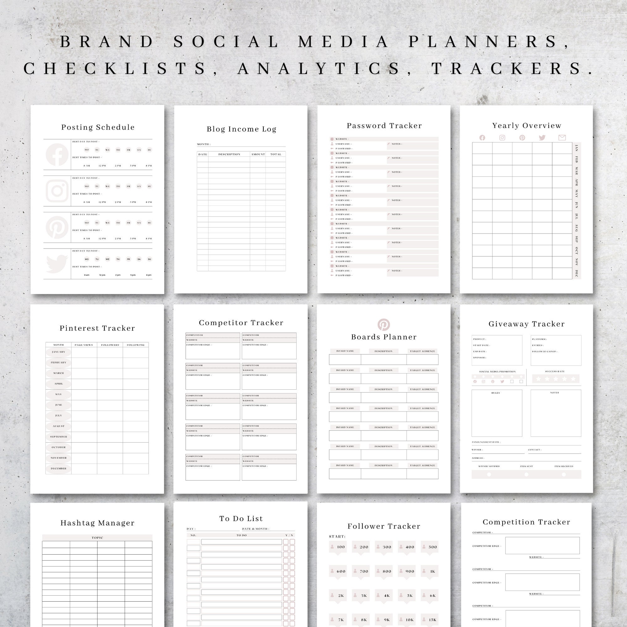 Social Media Planner Printable | Blogger Tracker Instagram, Facebook ...