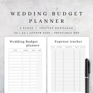 Wedding Budget Planner Printable | Expense Tracker PDF | Digital Wedding Planner Pages | Wedding Planning | Event Planner | Budget Tracker