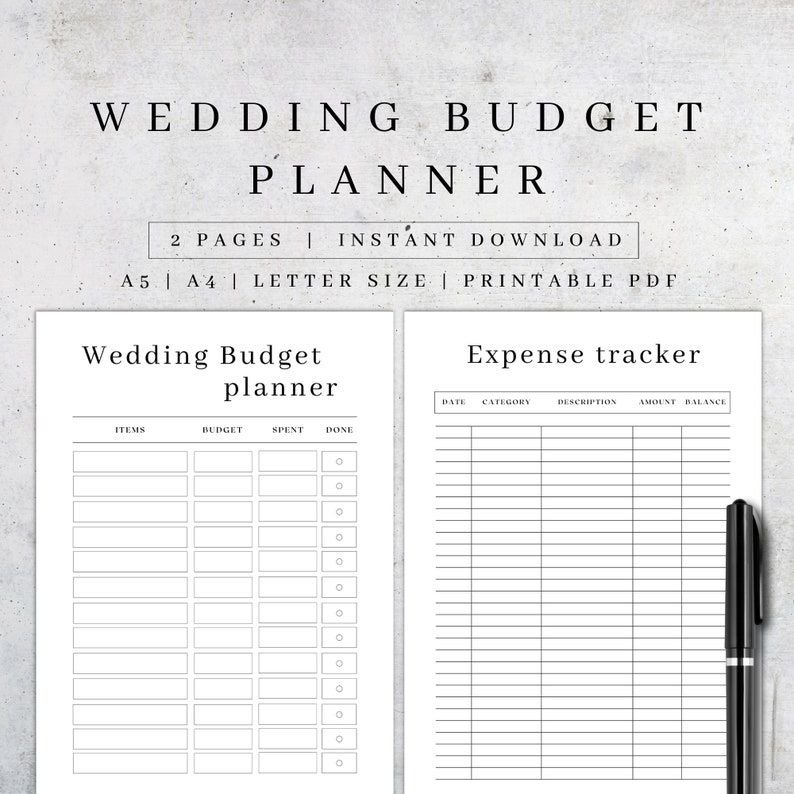 Wedding Budget Planner Printable Expense Tracker PDF - Etsy
