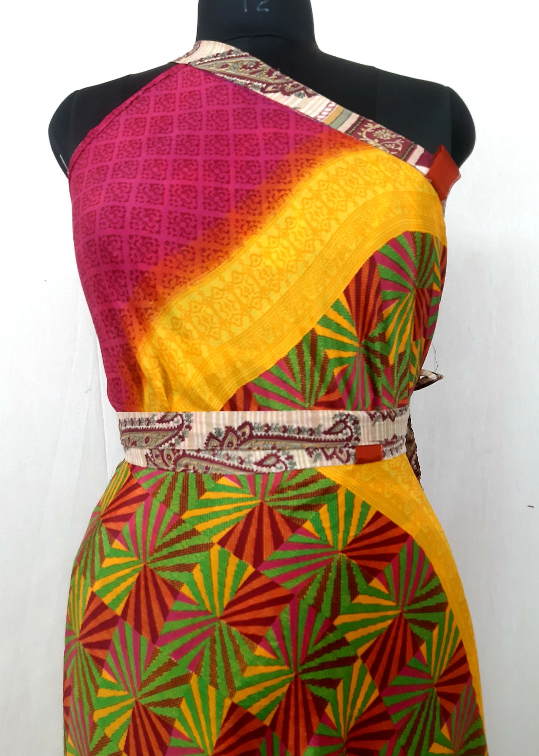 Plus Size Reversible Patchwork Sari Wrap Skirt #150