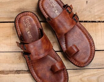 Genuine Leather Sandal, Genuine Leather Thongs, 100% Handmade Natural Leather Sandal, Handcrafted And Authentic Sandal