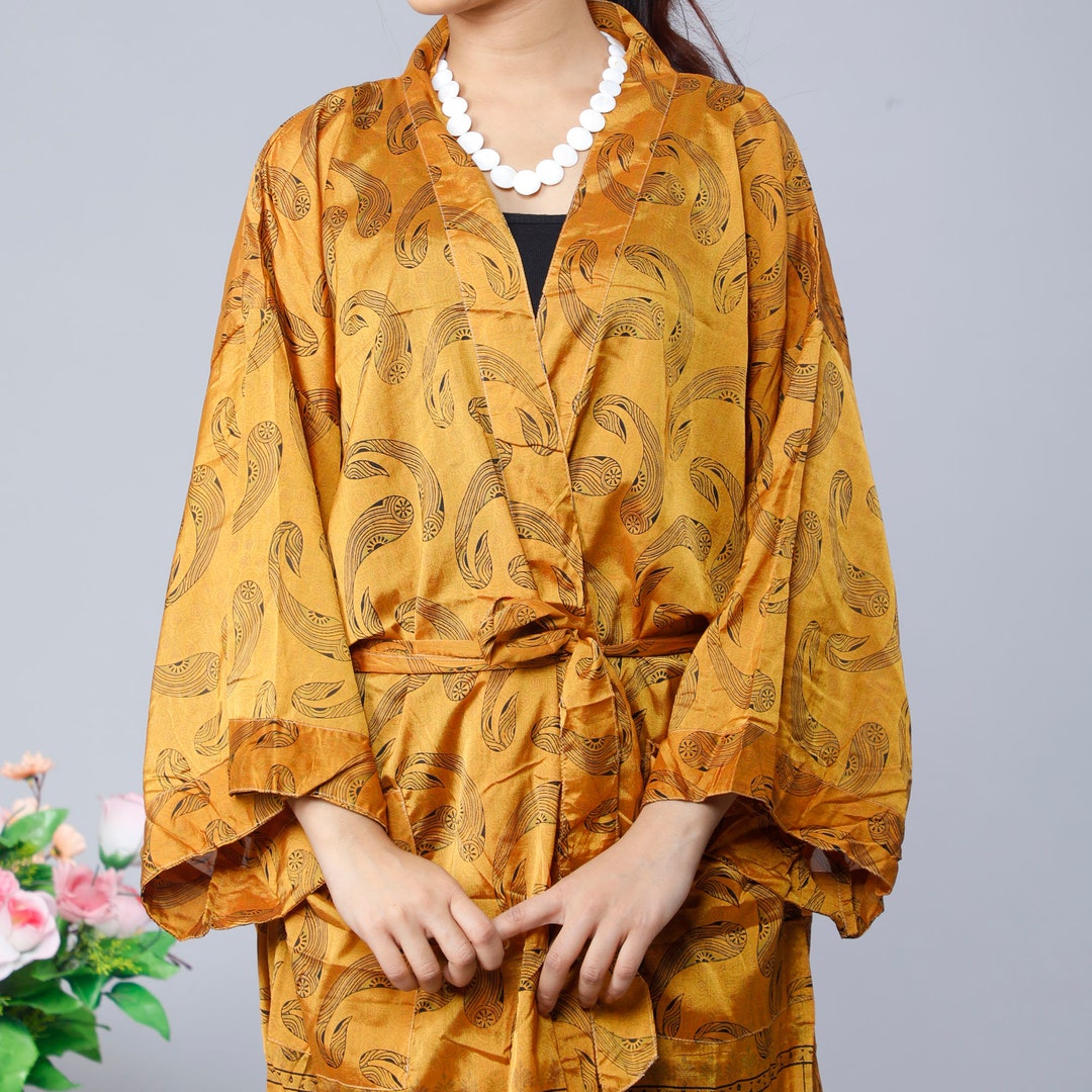 Silk Kimono BOHO KIMONO ROBE Beach Coverup Kimono Bath Robe Etsy