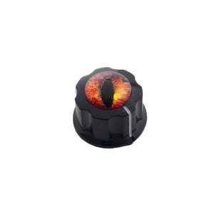 Smuge Dragon Eye Guitar Knobs | Dark Orange and Yellow Cabochon | Glimmering Custom Accent Knobs | Custom Made in Indiana by Rivertown Knobs