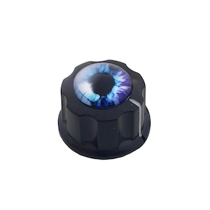 Planktin Dragon Eye Guitar Knobs | Blue and Purple Cabochon | Mesmerizing Custom Dials | Custom Made in Indiana by Rivertown Knobs