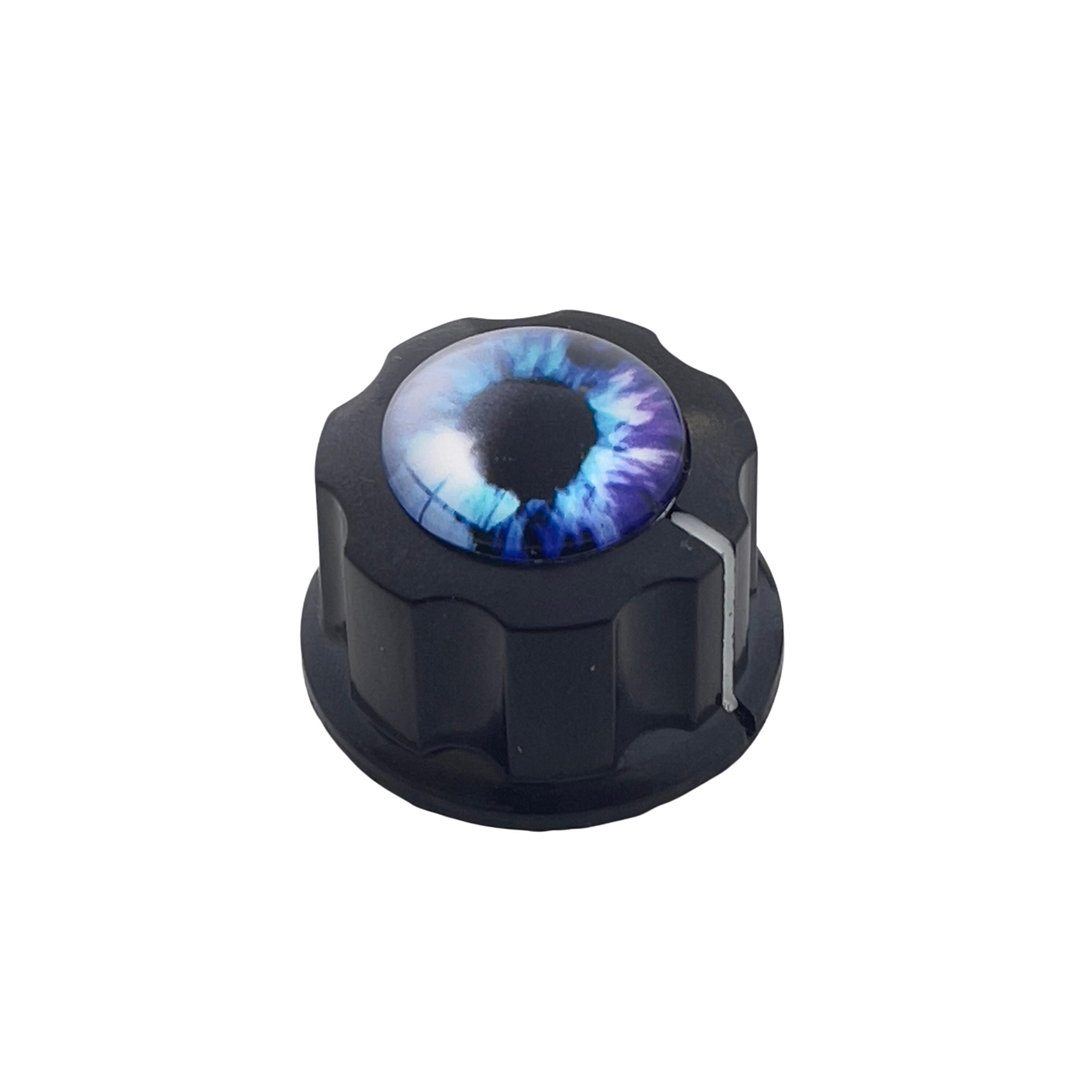 Planktin Dragon Eye Guitar Knobs | Blue and Purple Cabochon | Mesmerizing Custom Dials | Custom Made in Indiana by Rivertown Knobs