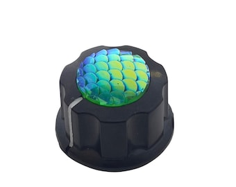 Emerald Dragon Scale Guitar Knobs | Green and Blue  | Shimmering Iridescent Design | Custom Made in Indiana by Rivertown Knobs