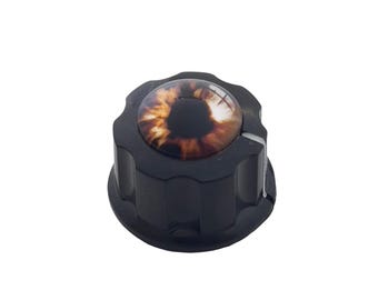 Suthias Dragon Eye Guitar Knobs | Golden Amber Cabochon | Vibrant Custom Accent Knobs | Custom Made in Indiana by Rivertown Knobs