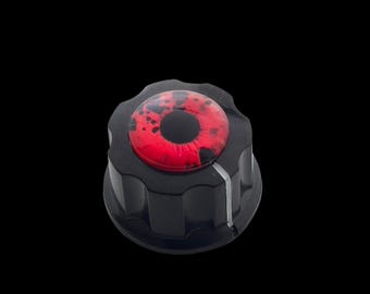 Bloody Mary Dragon Eye Guitar Knobs | Intense Red Cabochon | Vibrant Custom Dials | Custom Made in Indiana by Rivertown Knobs