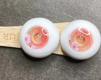 Ojos de muñeca de resina hechos a mano, BJD/MDD/DD, color rosa Sakura