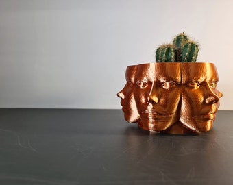 Face Vase / Planter / Face Pot / Multi Face Vase/ Goth Planter / Face Planter / Polyface planter 3D printed