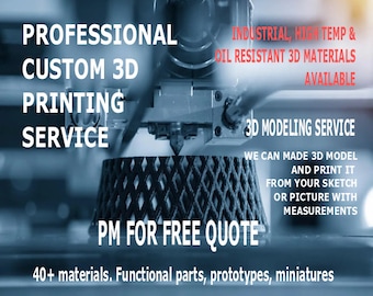 Custom professional 3D printing service. 40+ materials. Functional parts, prototypes, miniatures. FDM, SLA & DLP printing.