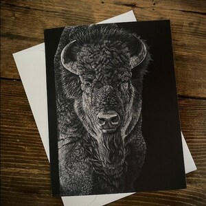 Biglietto di auguri bisonte / Biglietto di auguri vuoto / Biglietto di auguri fauna selvatica / Biglietto di stampa disegno / Biglietto di belle arti