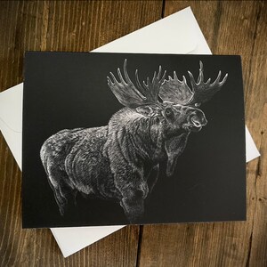 Biglietto di auguri alce / Biglietto di auguri vuoto / Biglietto di auguri sulla fauna selvatica / Biglietto con stampa di disegno / Biglietto di belle arti
